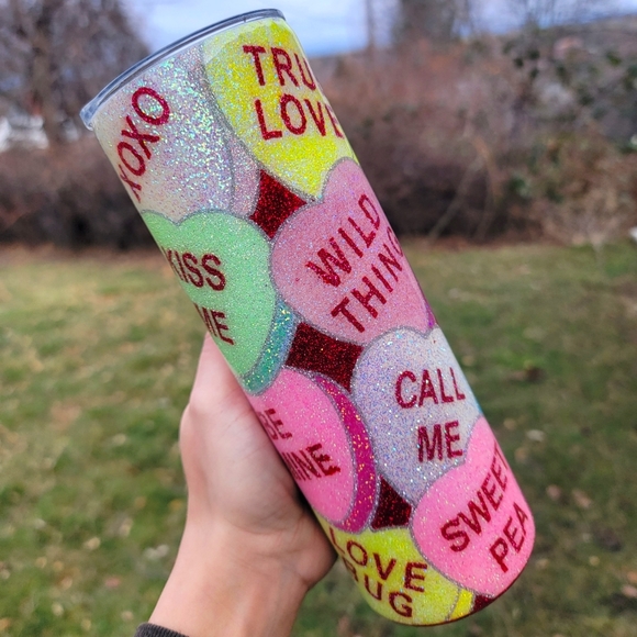🆕️Custom, 20oz, Valentines Day, Candy Hearts, Stainless Steel Tumbler ♥️ - Picture 9 of 15